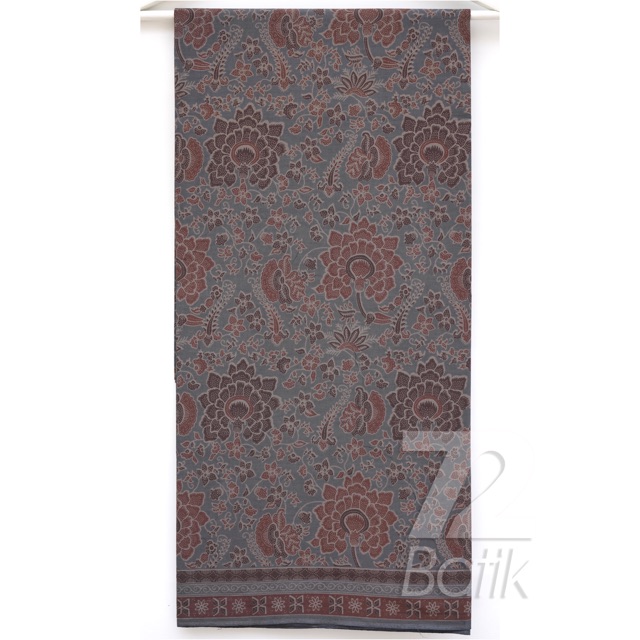 KAIN BATIK PREMIUM Bahan Katun Motif Kembang Warna Abu Abu Tua Grey Gray 729986 Cap 72 Jarik Jarit Samping Kebat Panjang Batik Katun Modern Premium Bahan Seragam Batik Pernikahan Kantor Keluarga Murah Kamen Jadi Batik Bali Lembaran