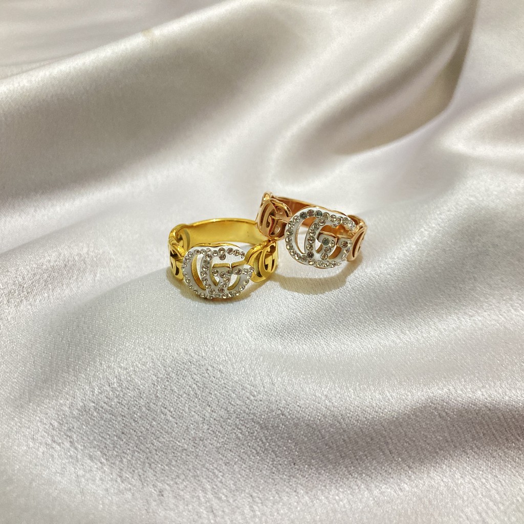 Cincin Titanium Wanita Permata Perhiasan Fashion