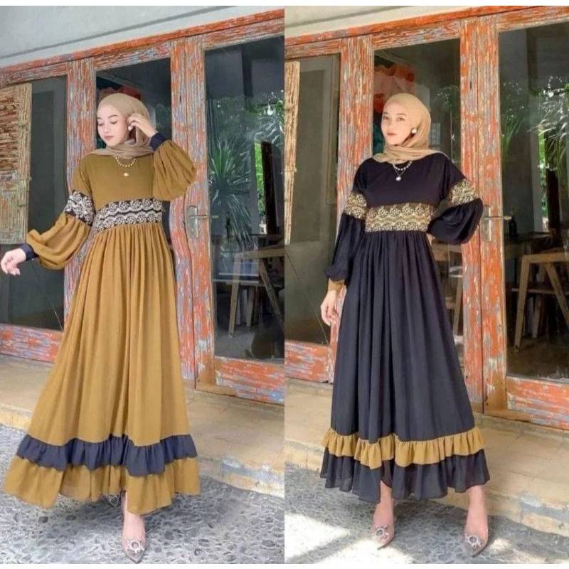 MIDI combi drees gamis wanita terbaru termurah premium