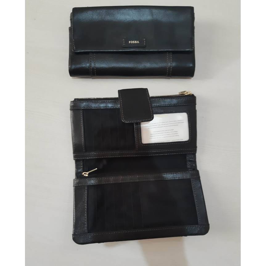 DOMPET FOSSIL ORIGINAL - FOSSIL CLUTCH -FOSSIL ELIS WALLET - Hitam