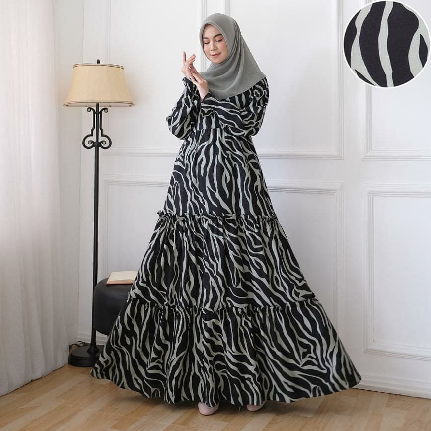 Kain Shakila Premium Motif Loreng Zebra harga setengah meter