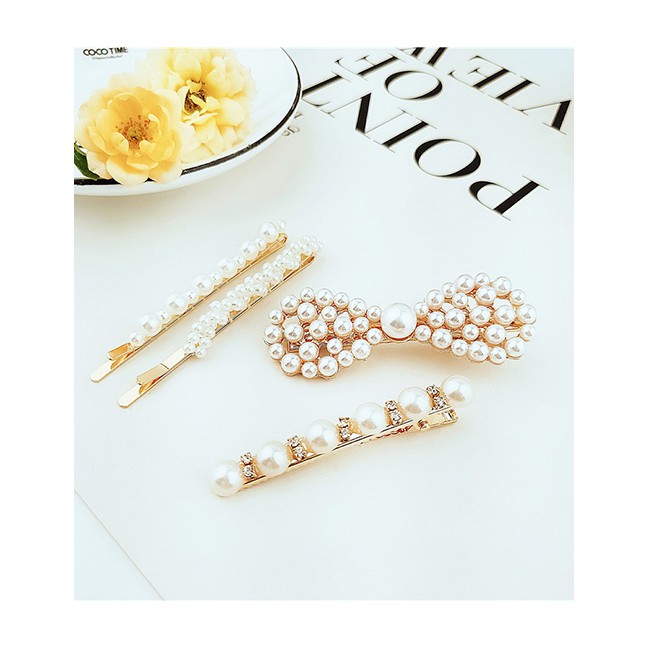 LRC Anting Tusuk Fashion Three-piece Suit Alloy Inlaid Pearl Hairpin F5735X