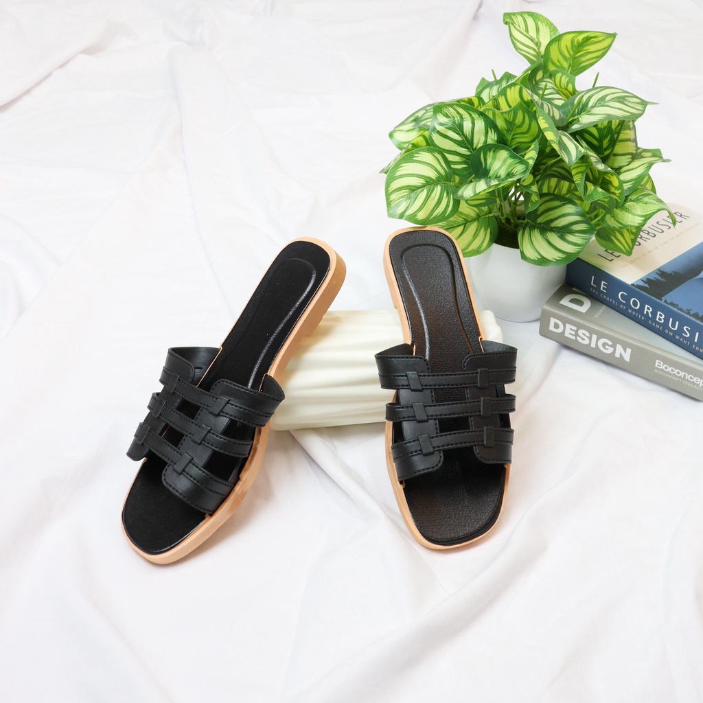 Sanna Sandal Flat Wanita Slip On Teplek - Demorin