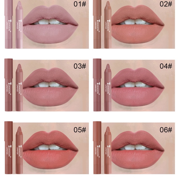 TEAYASON LIPSTICK CRAYON LIPSTIK KRAYON LIPSTICK PEN NATURAL MATTE WATERPROOF 12 WARNA