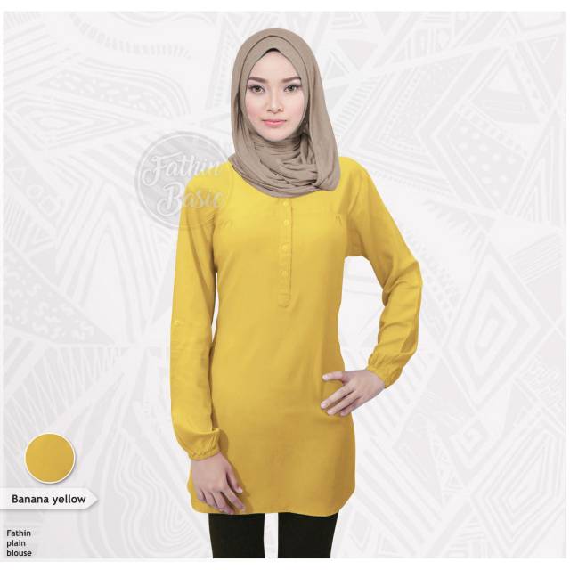 Blus Polos Banana Yellow - Blouse Polos Rayon - Kuning - Fathin Basic - SHOPIE Hijabstyle-5