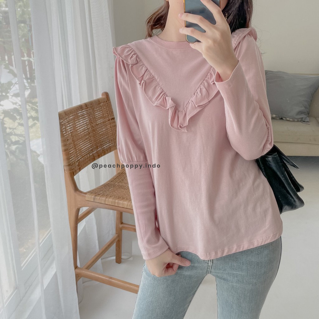 Peach Poppy Taimy Top - Atasan Wanita Kaos Lengan Panjang