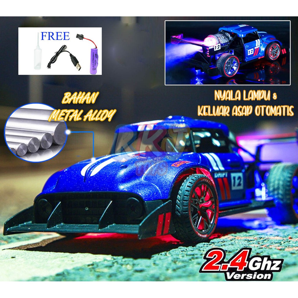 FCS - ( BISA KELUAR ASAP & 2,4Ghz ) JW Mainan Anak Laki Mobil Remot Control RC Racing Spray Body Met
