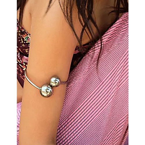 LRC Gelang Fashion Silver Color Ccb Bead Bracelet