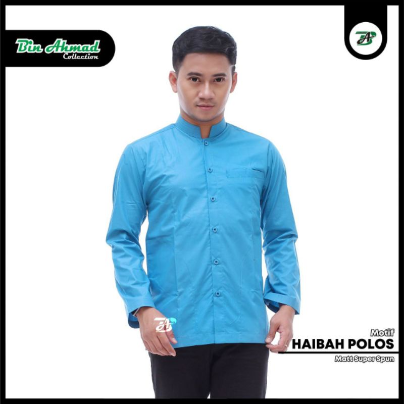 BAJU KOKO MUSLIM POLOS KOKO HAIBAH POLOS BANYAK WARNA MARON TURKISH KUNYIT NAVY PUTIH MERAH BATA TOS