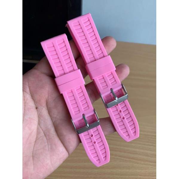 Strap Tali Jam Tangan Karet Tebal pink 24MM berkualitas