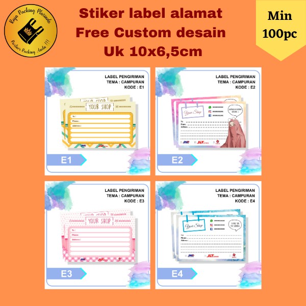 FREE DESAIN!! Stiker label alamat pengiriman online shop Uk 10x6,5cm | Sticker label | label olshop