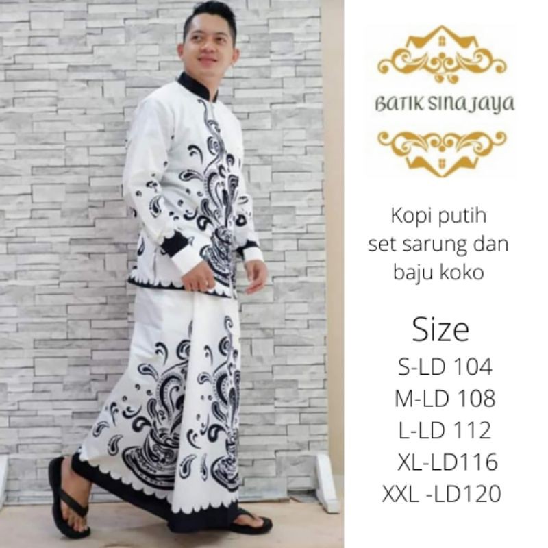 Batik Solo Halus Sarung Setelan Baju Koko Kopi Susu