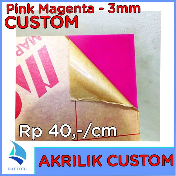 Akrilik Custom 3mm Pink Magenta Laser Cutting Potong Marga Cipta