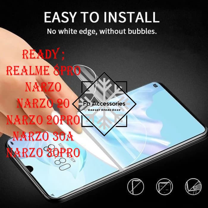 FA ANTI GORES JELLY HYDROGEL REALME 8 8i 8s 8PRO 9 9i 9C 9A 9PRO 10 10PRO NARZO 20 20PRO 30A 30PRO 50 50A 50i A I S PRIME PRO 4G 5G PLUS SCREEN GUARD ANTI SHOCK