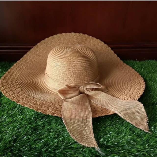 Topi pantai summerhat rotan pita