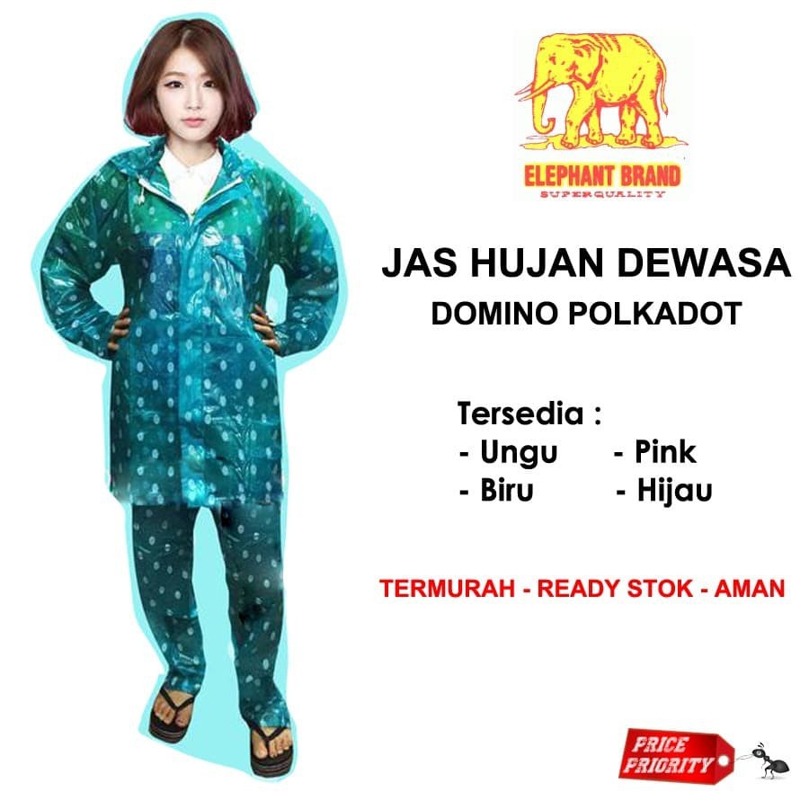 JAS HUJAN Stelan Polkadot Jaket Celana Merk Gajah Domino TERMURAH