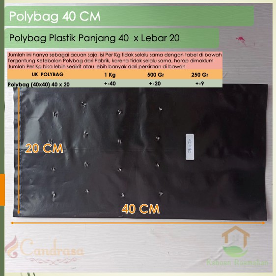 Polybag Tanaman 40 Per 1 Kg / Plastik Polybag 40 x 40 / Polybag Semai