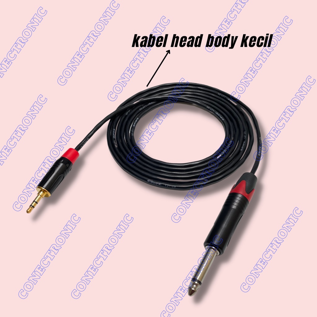kabel jack akai mono hitam to jack aux mini stereo | kabel head kecil - 4 meter
