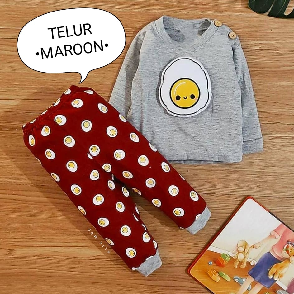 Klik Mds Baju Tidur Anak Bayi Usia 2-15 Bulan Motif Boneka Telur Piyama Anak