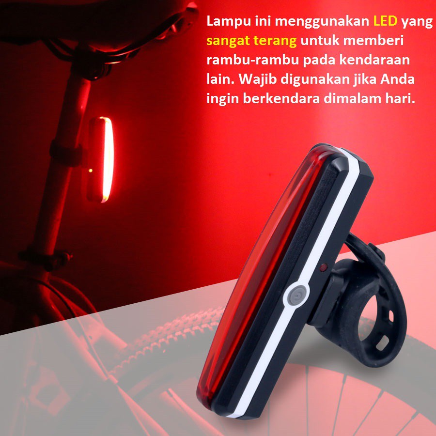 Lampu Sepeda LED Taillight Rechargeable-USB-bicycle lamp-waterproof-anti air