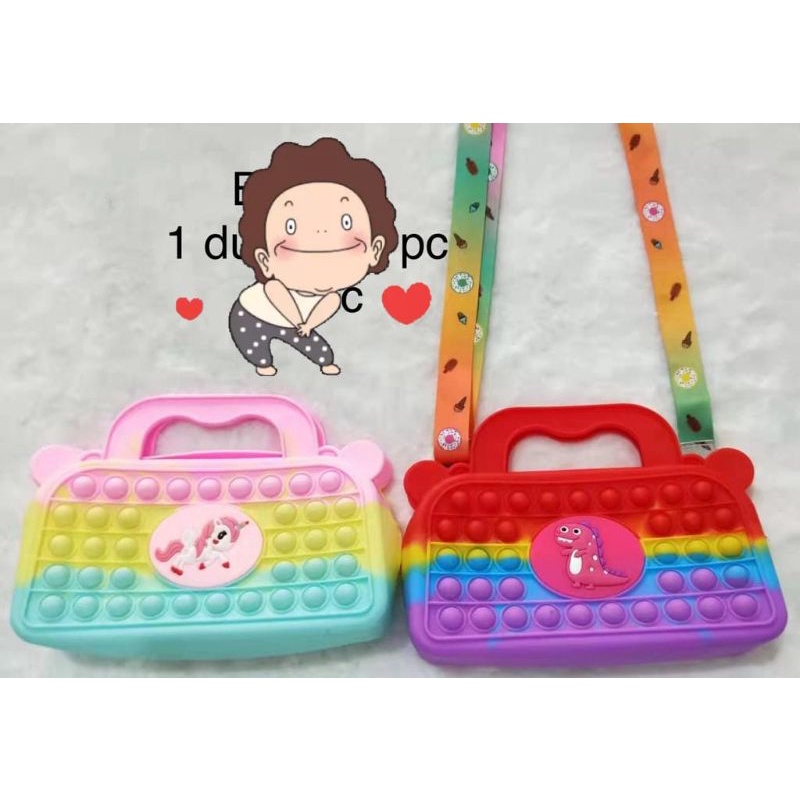 Tas Pop It Unicorn Kotak Jinjing / Tas Selempang Pop It / Pop It Jumbo / Pop It Muat Hp / Tas Selemp