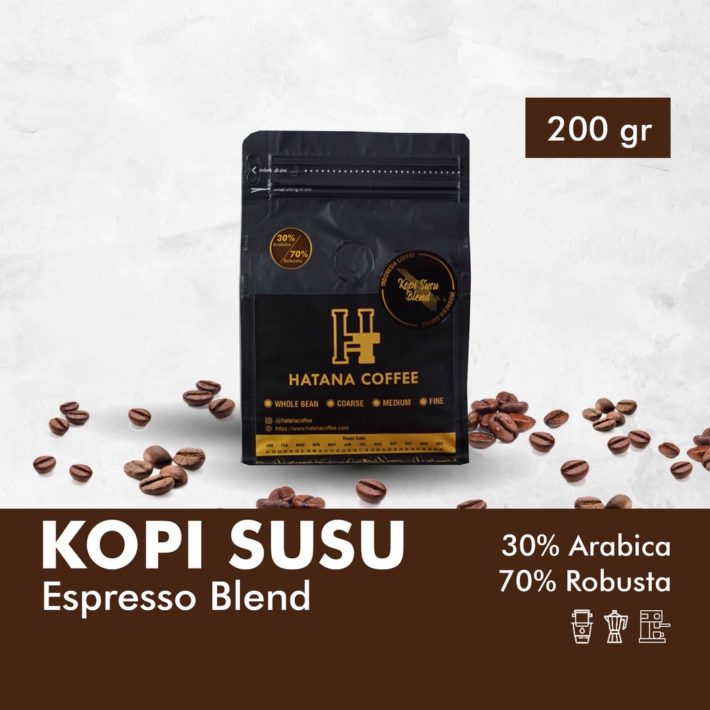 

Kopi Susu 30/70 Blend 200 Gram Espresso Es Kopi Susu | Hatana Coffee