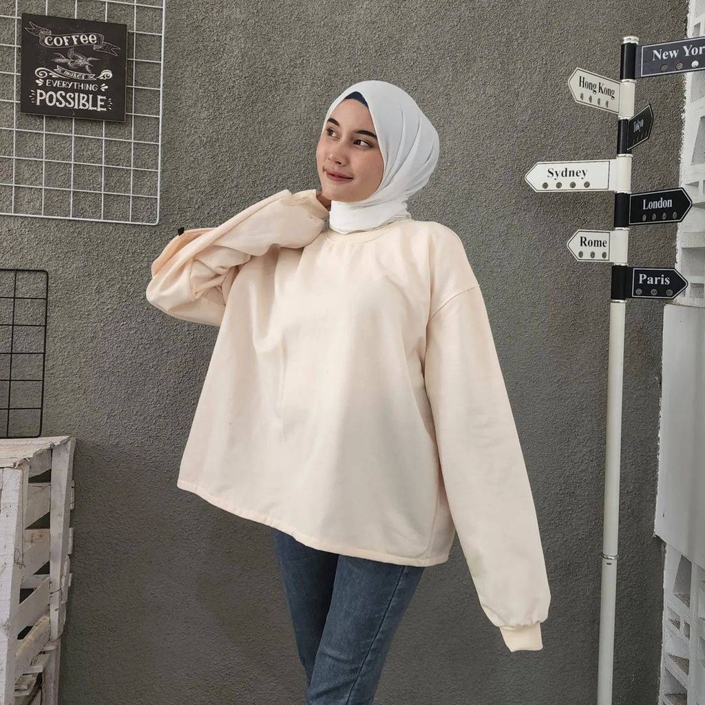 HAND POCKET 2XL Sweater Crewneck Oblong Polos Wanita Oversize Outerwear Switer Bersaku Fashion Terkini Korean Style