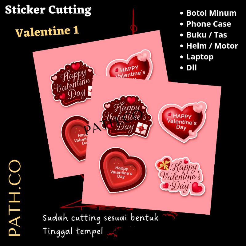 

PATH.CO Sticker Aesthetic Valentine Day 1 Stiker Tumblr Super Kawaii Cutting for Helm Laptop Tas Phone Case HP