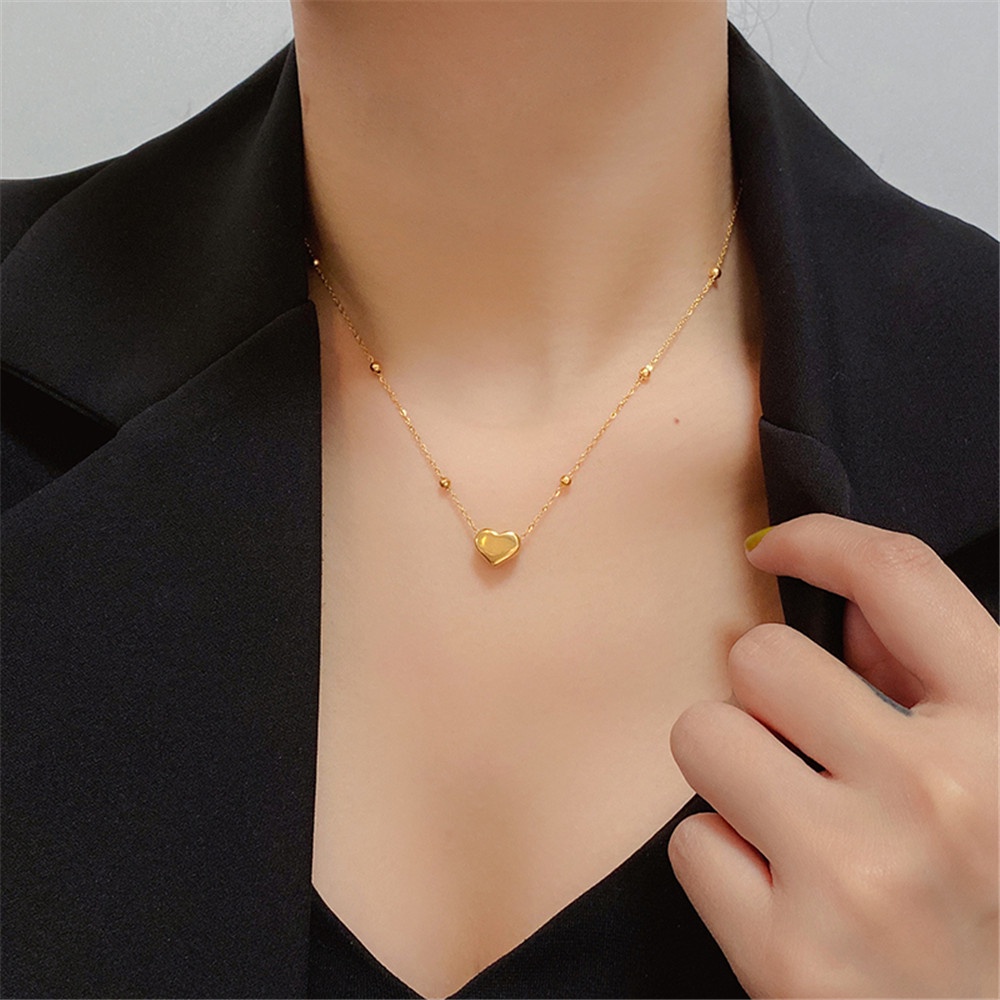 【COD Tangding】Love Pendant Necklace Female Clavicle Chain Temperament Simple Fashion Necklace Choker Jewelry