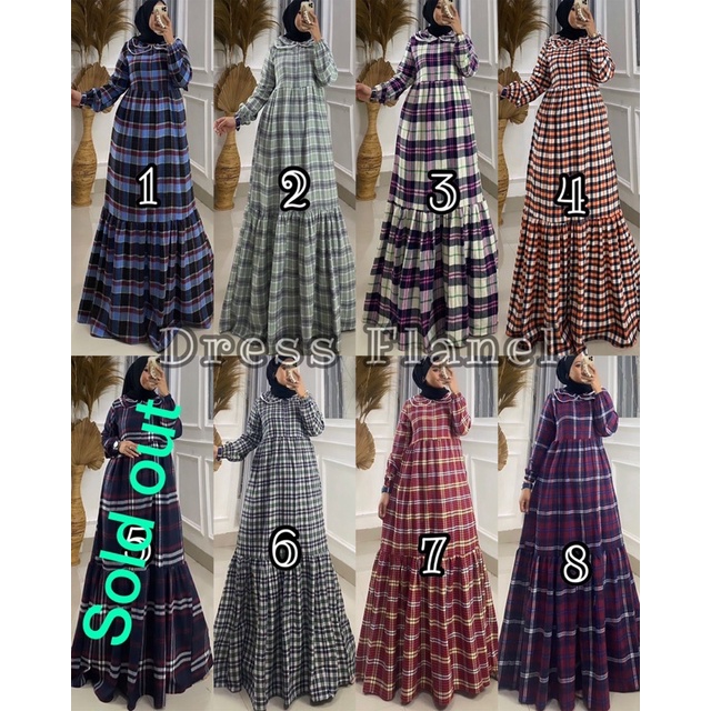 Gamis Flanel Import Motif Kotak Kotak