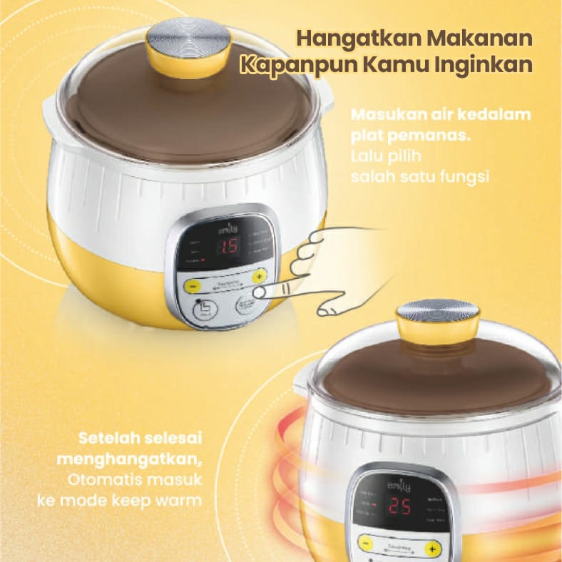 Makassar - Emily Slow Cooker + Steamer 0.8L Mpasi Food Processor Bubur Bayi ESC-36005