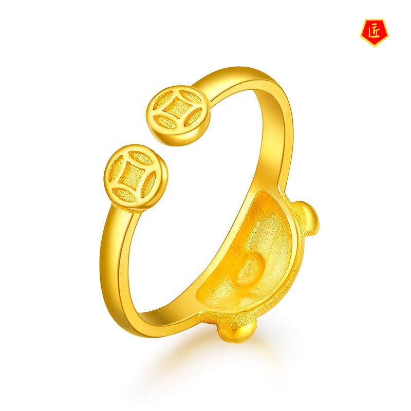 [Ready Stock]Elegant Gold Zodiac Pig Ring Female Lucky Companion