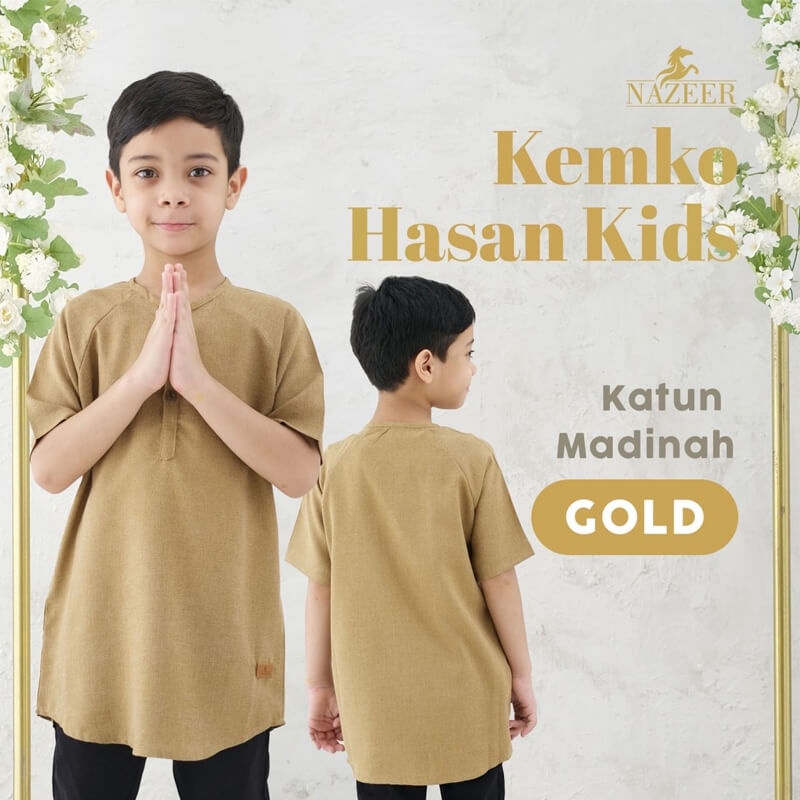 Baju Muslim Koko Kurta Anak Laki Laki HASAN KIDS Lengan Pendek NAZEER