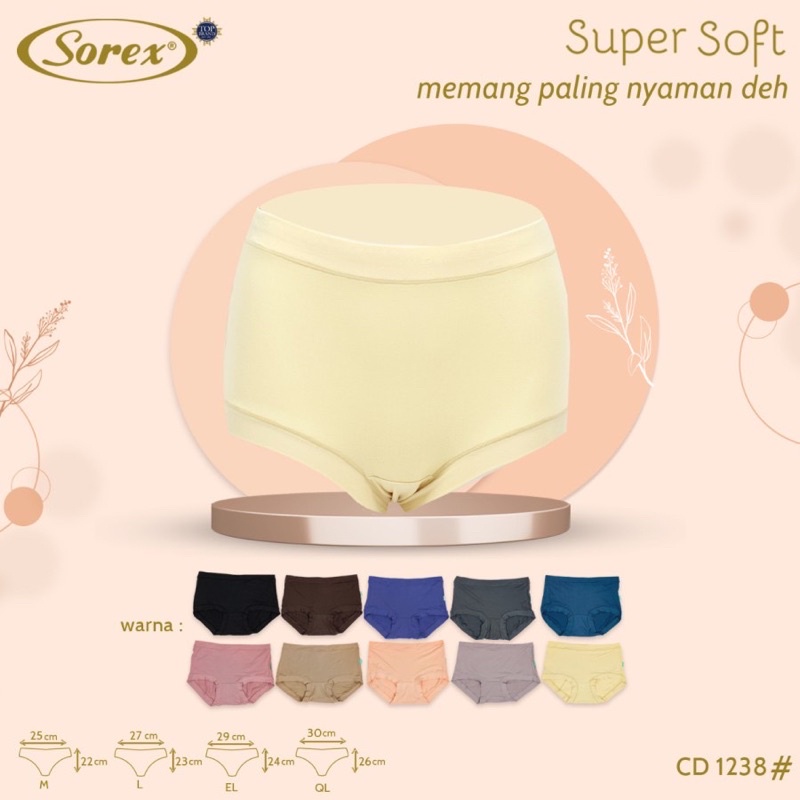 (6pcs) CD perempuan celana dalam wanita Sorex 1238 super soft termurah