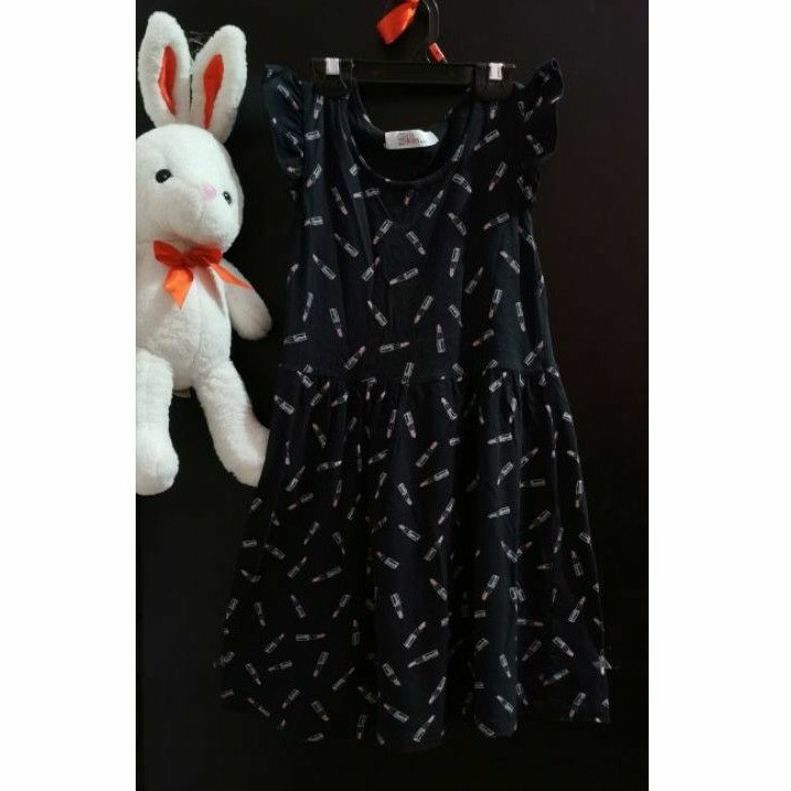 dress import anak perempuan motif lipstik bahan katun