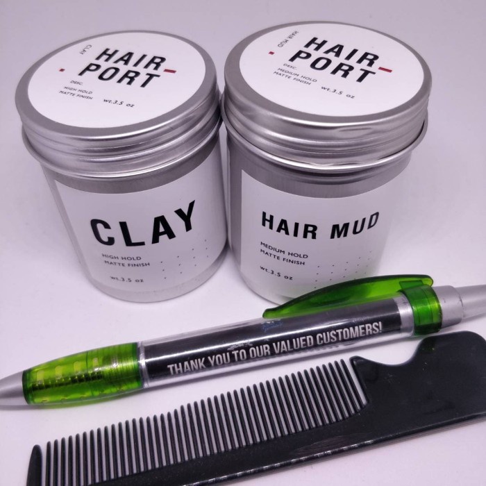 

Hairport Clay/Mud Free Sisir Dan Gratis Pulpen - Pomade Clay Murah