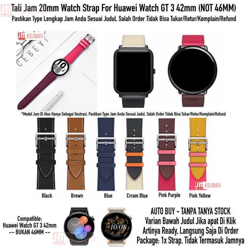 Fashion Watch Strap Huawei Watch GT3 GT 3 42mm - Tali Jam Tangan 20mm Leather Kulit