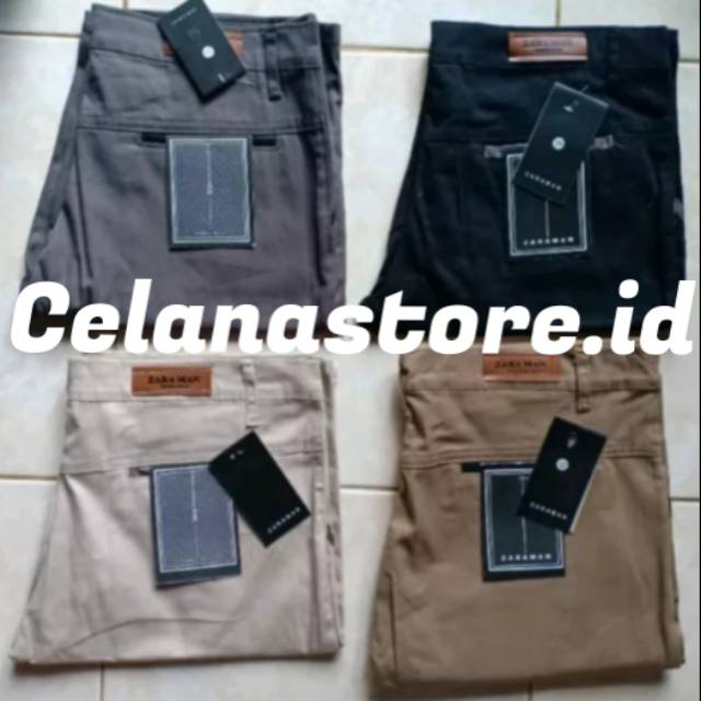 Celana panjang chinos warna Grey ZARA MAN, celana pria remaja dan pria dewasa celana kerja