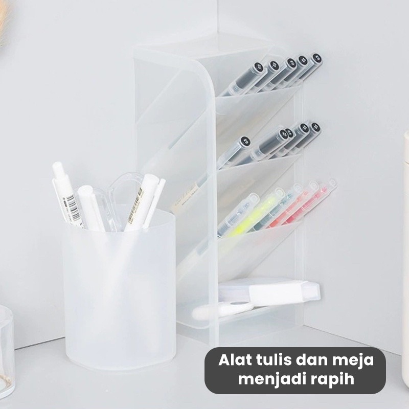 RAK ALAT TULIS STATIONERY TEMPAT PENYIMPANAN ALAT MAKE UP REMOTE KOSMETIK DENGAN 4 LAYER GRID / ORGANIZER MULTIFUNGSI UNTUK PERALATAN KANTOR / RUMAH