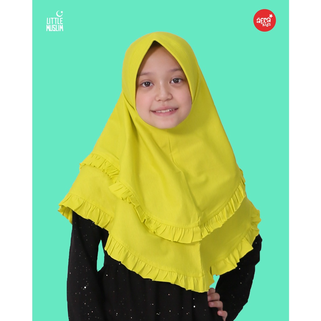 TUNIK LITTLE MUSLIM BIRU LM014 &amp; JILBAB LITTLE MUSLIM YELLOW JT002