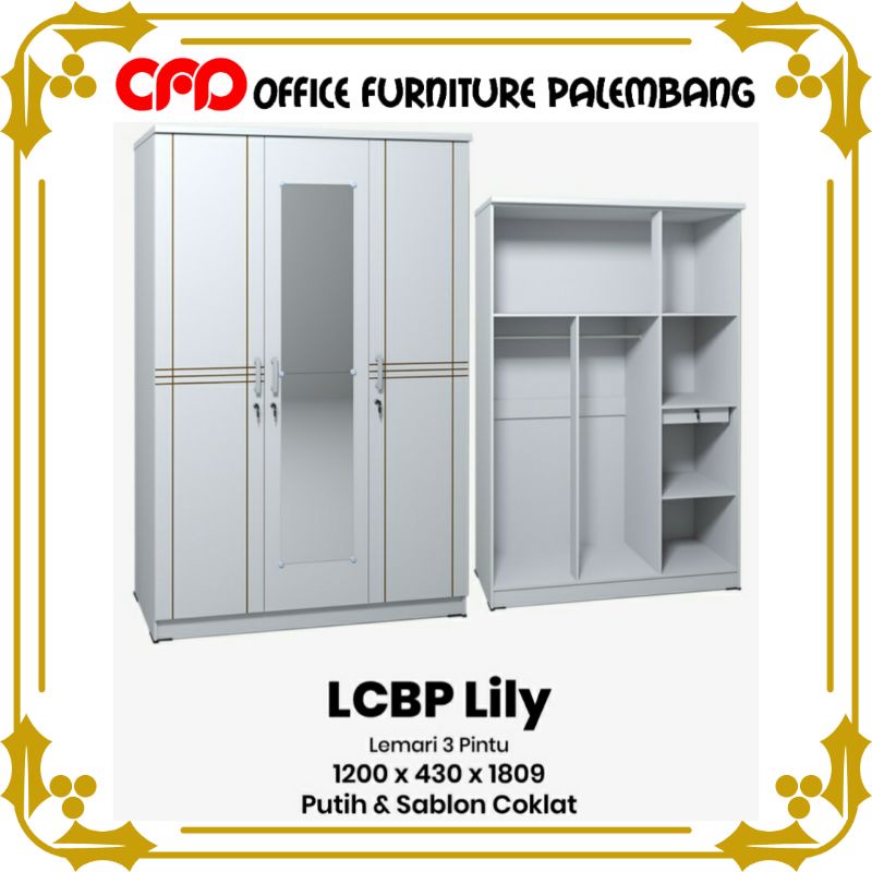 lemari pakaian olympic gstar LCBP LILY lemari baju 3 pintu putih