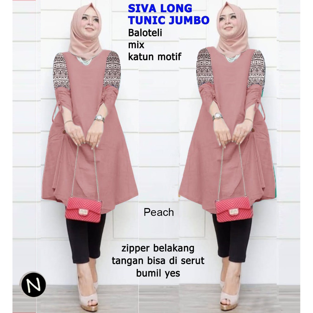 BOOM - TUNIK LONG SIVA  XL, XXL, 3XL 64152,67136 / TUNIK WANITA MUSLIM/ TUNIK TERMURAH / FASHION WANITA