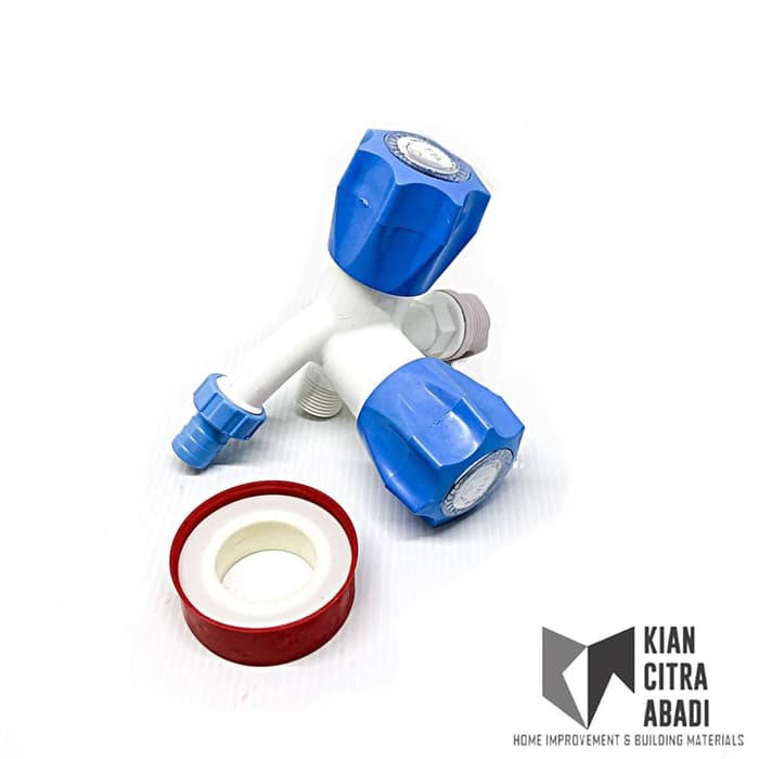 KERAN KRAN CABANG PVC KRAN KAMAR MANDI PLASTIK KRAN DOUBLE