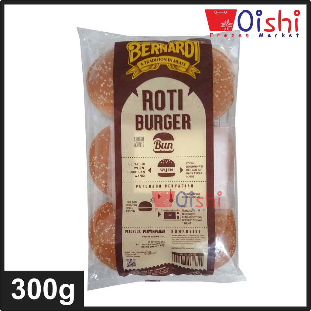 

Bernardi Roti Burger Polos, Wijen dan Hitam Wijen (Bun) 300g