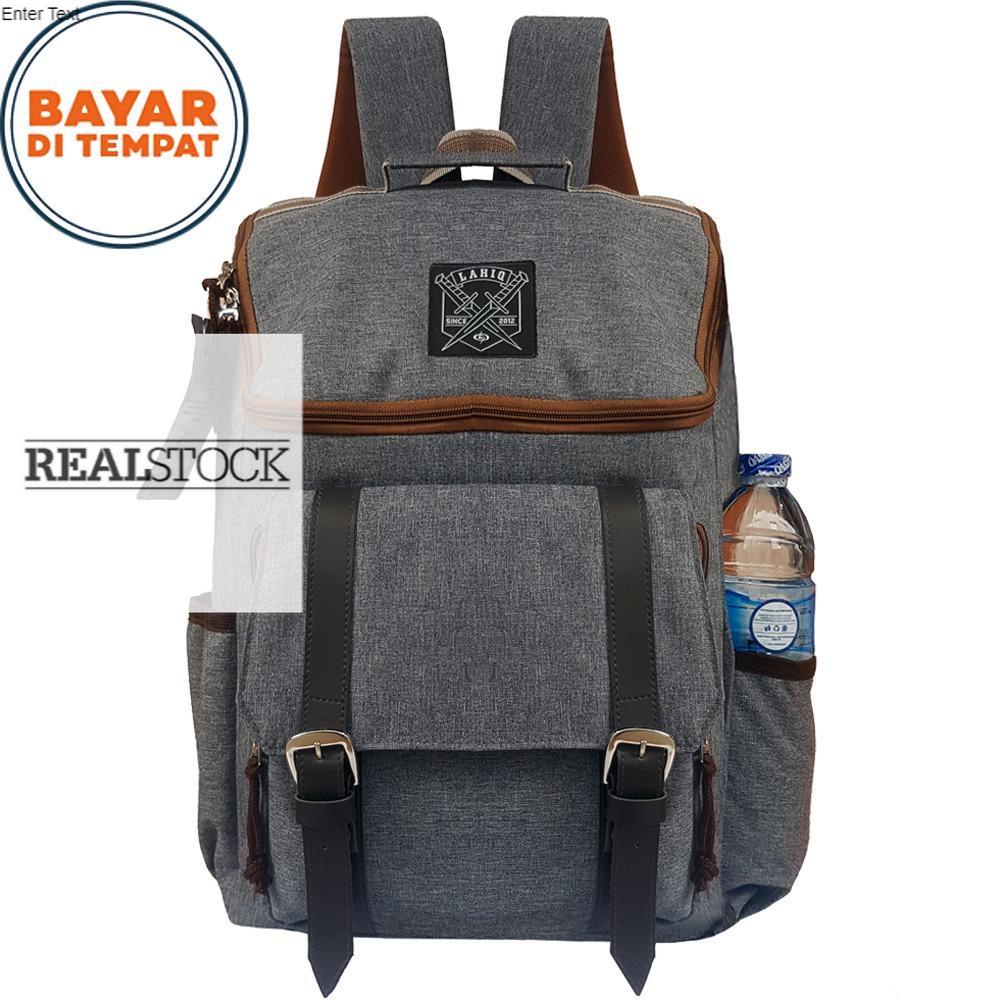 ORI Backpack Pria Wanita Tas Ransel Tas Sekolah Tas Korea - Grey