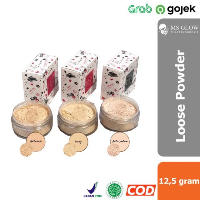 MS GLOW - Loose powder/Bedak tabur/Loose powder/Loose powder ms glow/Bedak ms glow powder/Bedak powd
