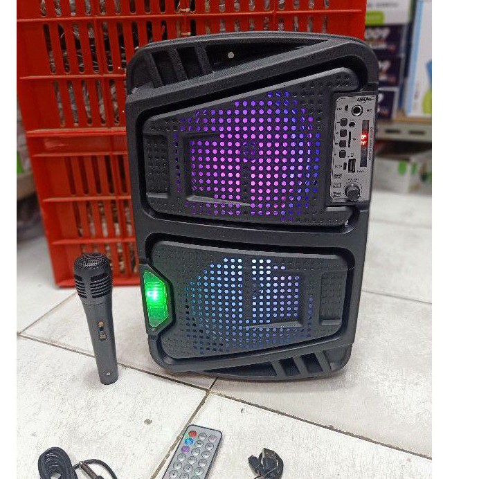 Speaker Bluetooth Karaoke Fleco F-6565 Terbaru 2*6'5Inch