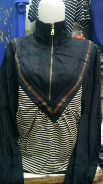 Blouse Atasan Fashion Krah Tinggi Lengan Panjang Import