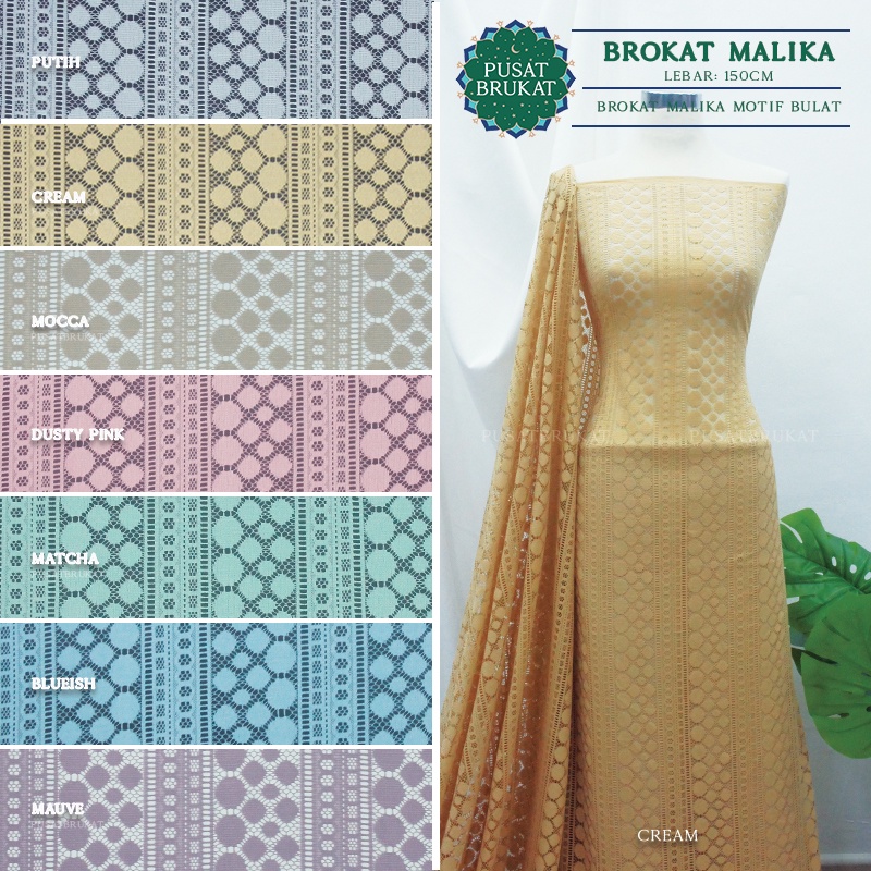 KAIN BROKAT MALIKA TRIMINGLIS MOTIF SALUR POLKADOT  MACAROON / BAHAN BRUKAT SALUR GARIS PINGGIRAN 22825, LEBAR 150CM  [harga per 0.5m]