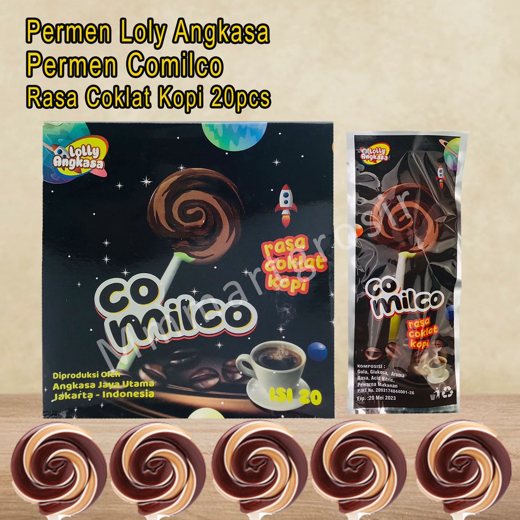 Permen Loly Angkasa / Permen Comilco / Rasa Coklat Kopi / Isi 20pcs